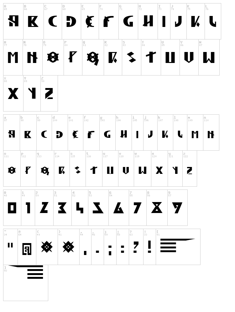 Hun Legion font map